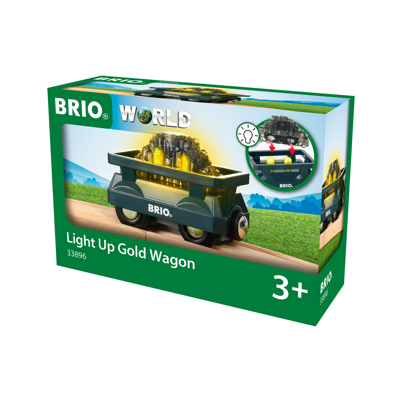 BRIO togbane, guldvogn m/lys