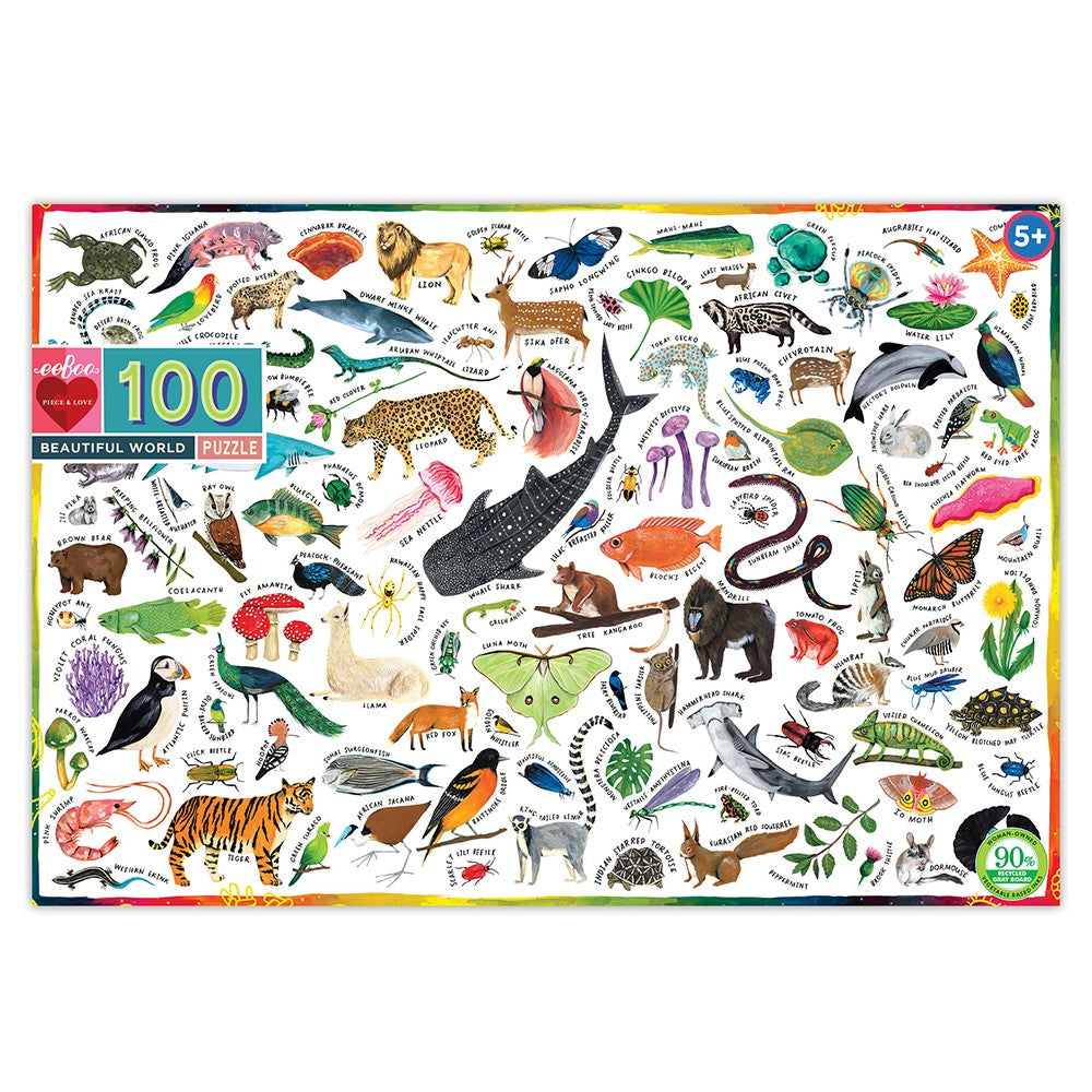 Eeboo puslespil, Dyr i verden 100 brikker