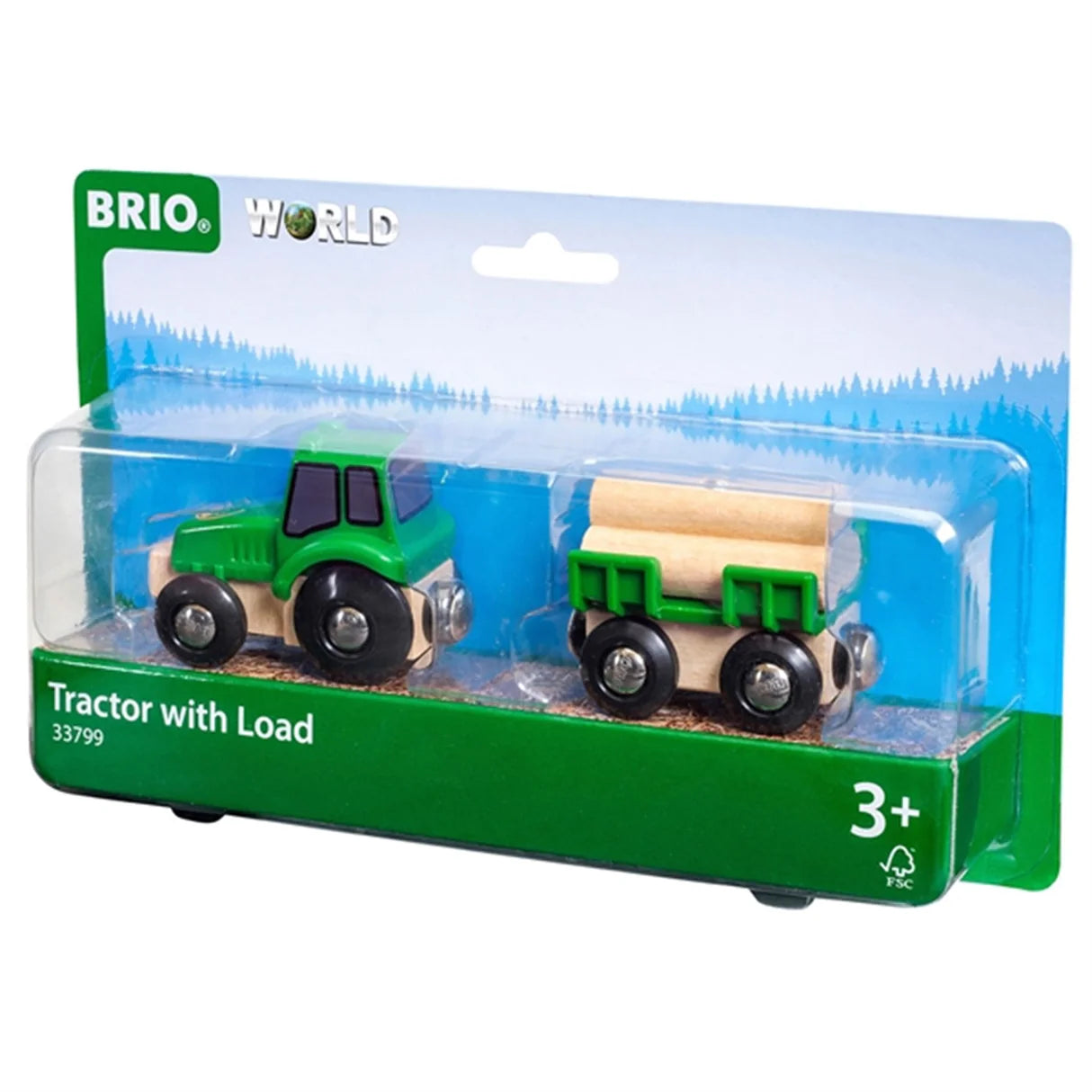 TRAKTOR MED VOGN OG TØMMER