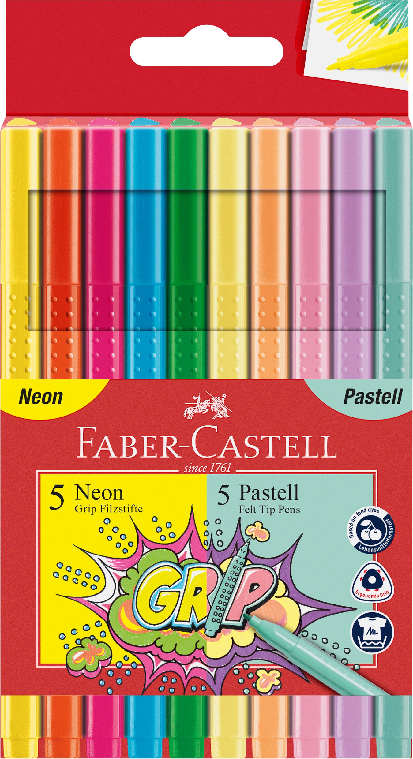 Faber-Castell tuscher, 10 stk pastel & neon