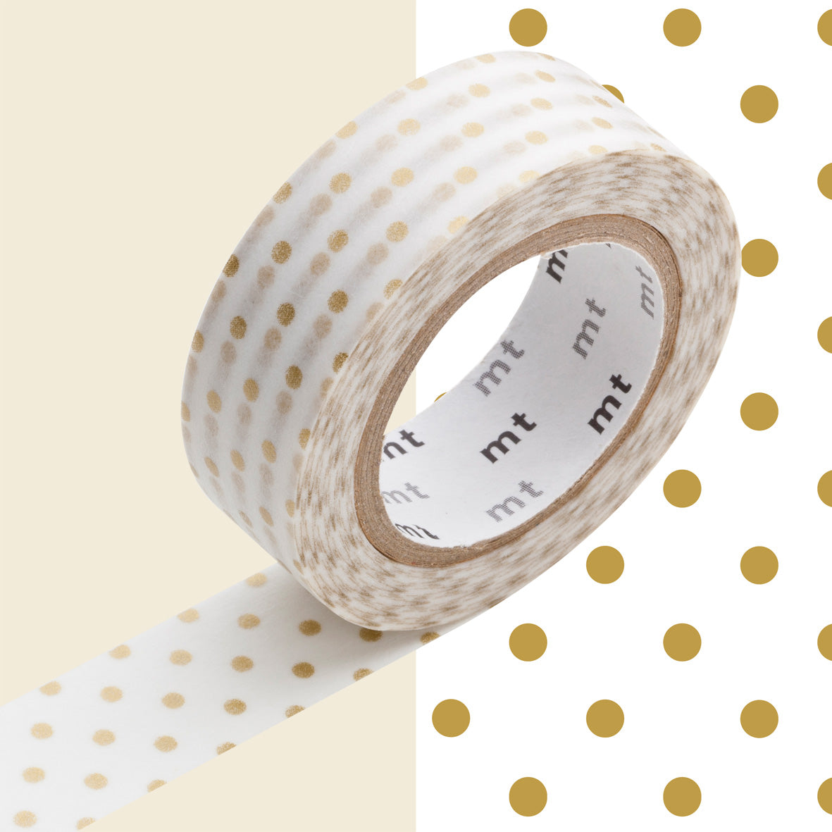 Masking tape, 7 m, guld prik