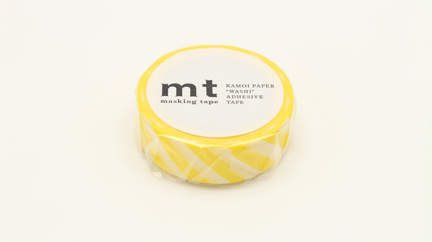 Masking tape, 7 m, stribet citron