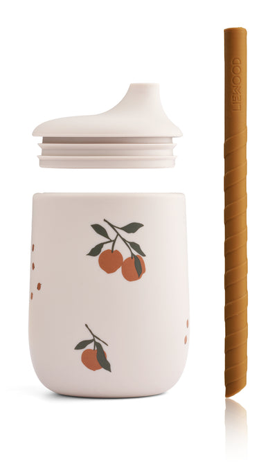 Ellis sippy kop med sugerør, peach / sandy