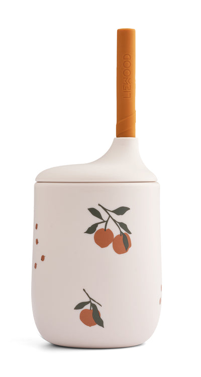 Ellis sippy kop med sugerør, peach / sandy