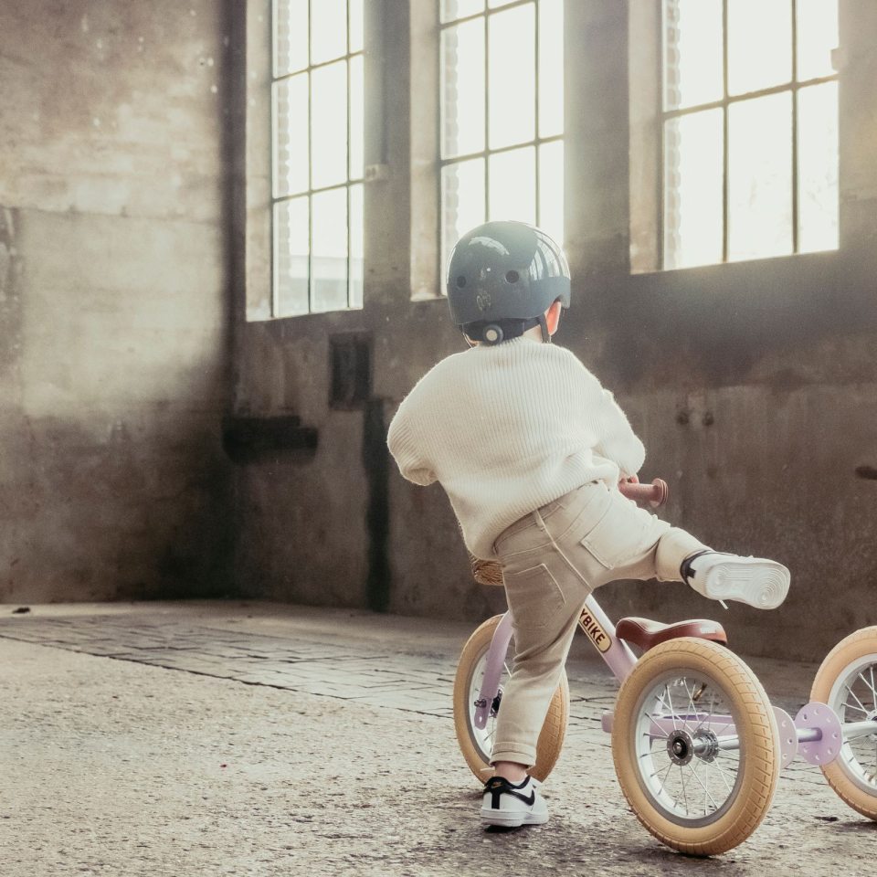 Balancecykel, trehjulet + tohjulet, vintage purple