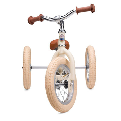 Balancecykel, trehjulet + tohjulet, vintage creme