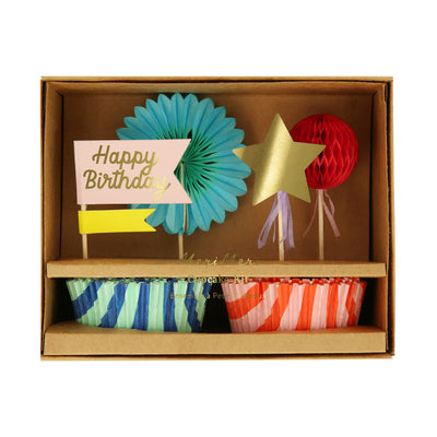 Stripe party cupcake kit