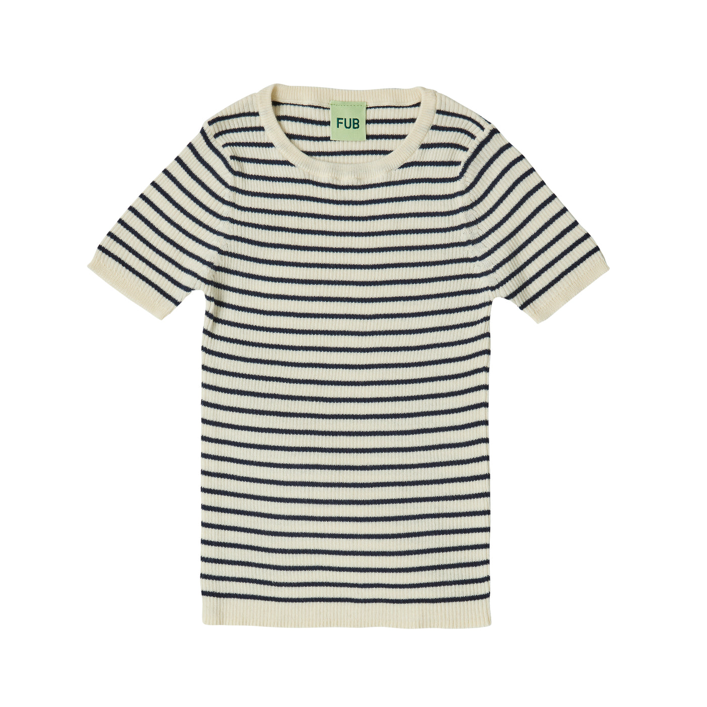 Rib tee, ecru/dark navy