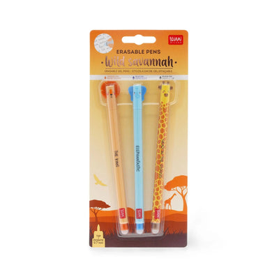 Viskbar pen, 3 pak, løve, elefant og giraf