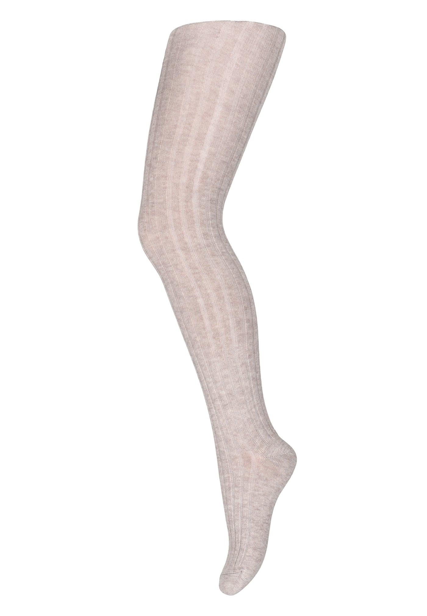 Strømpebukser, cotton rib tights, brown melange
