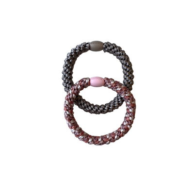 Hårelastikker, 2-pak tauper / glitter rosa