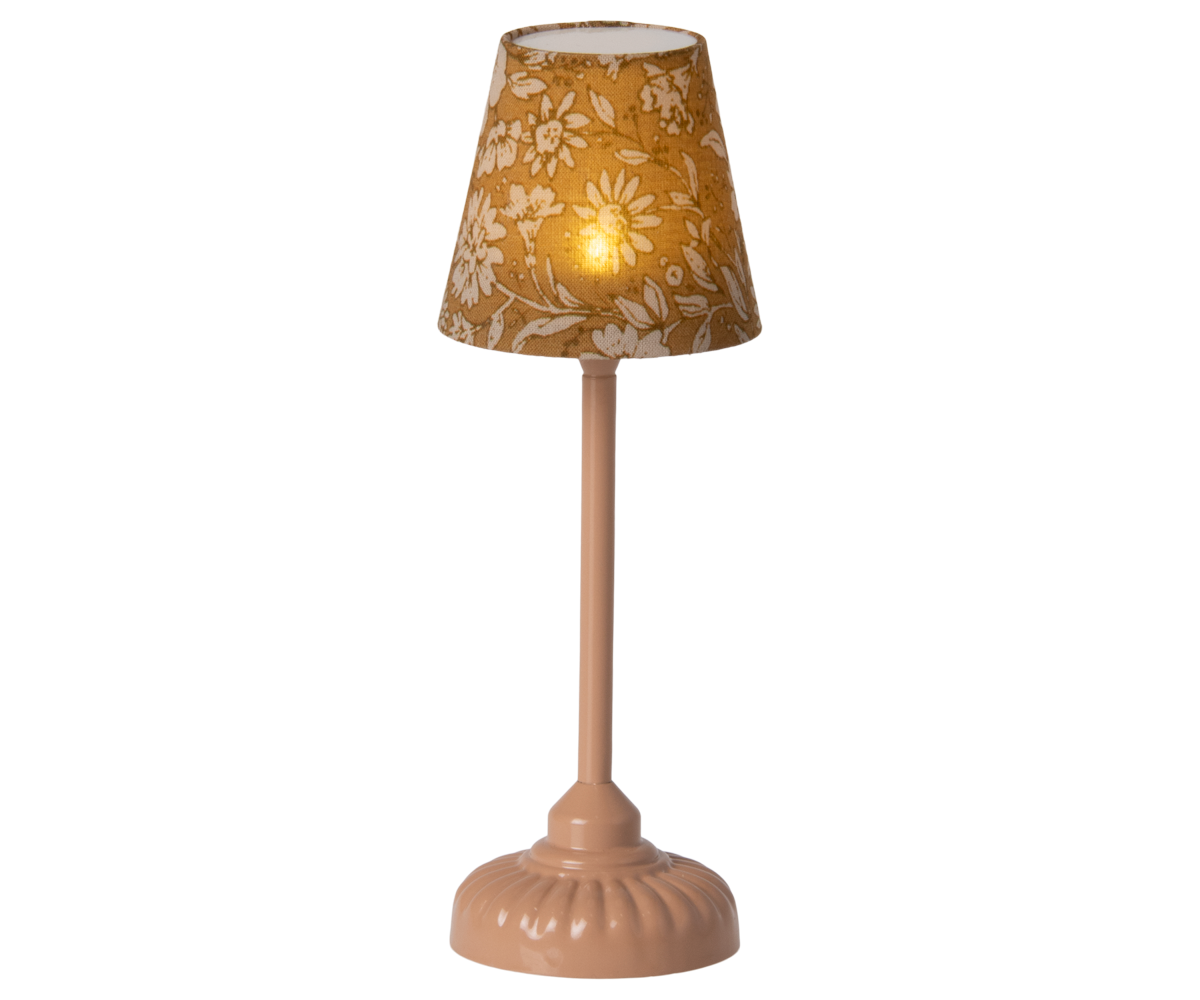 Vintage gulvlampe, mus, mørk pudder