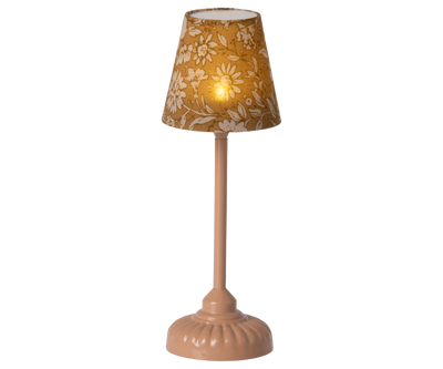 Vintage gulvlampe, mus, mørk pudder