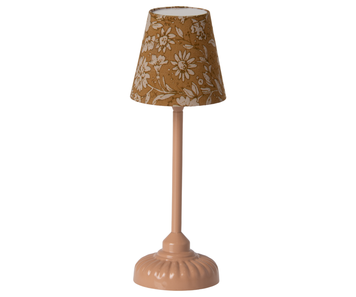 Vintage gulvlampe, mus, mørk pudder