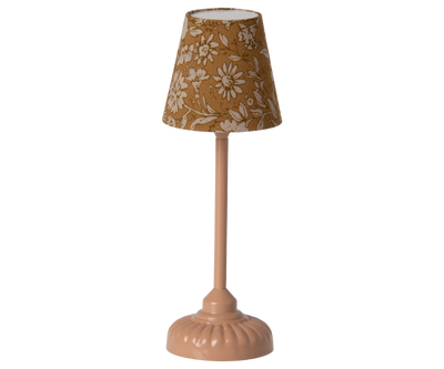 Vintage gulvlampe, mus, mørk pudder