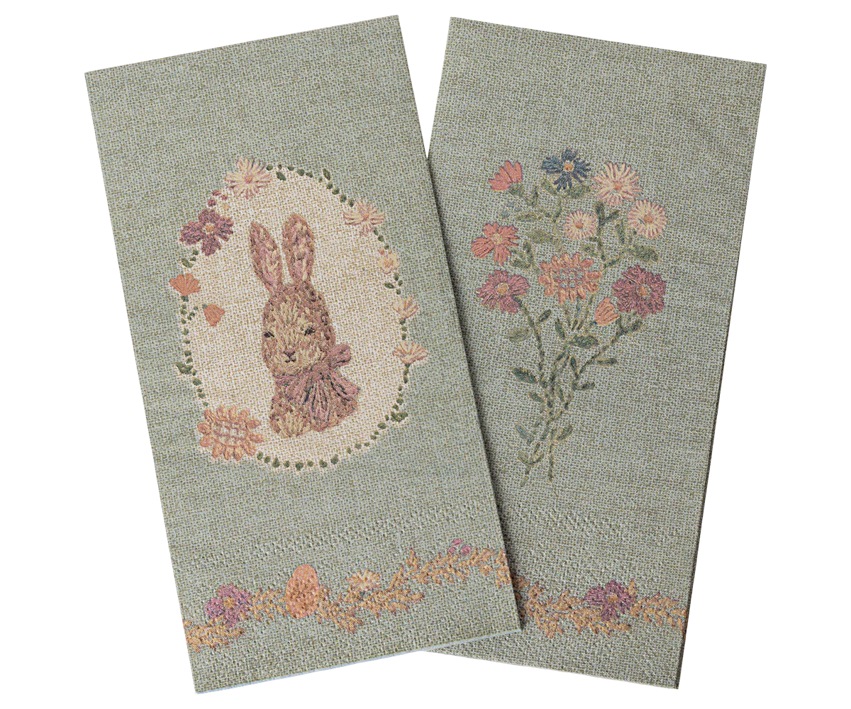 MAILEG SERVIETTER LAPIN DE PAQUES GRØN/ROSA