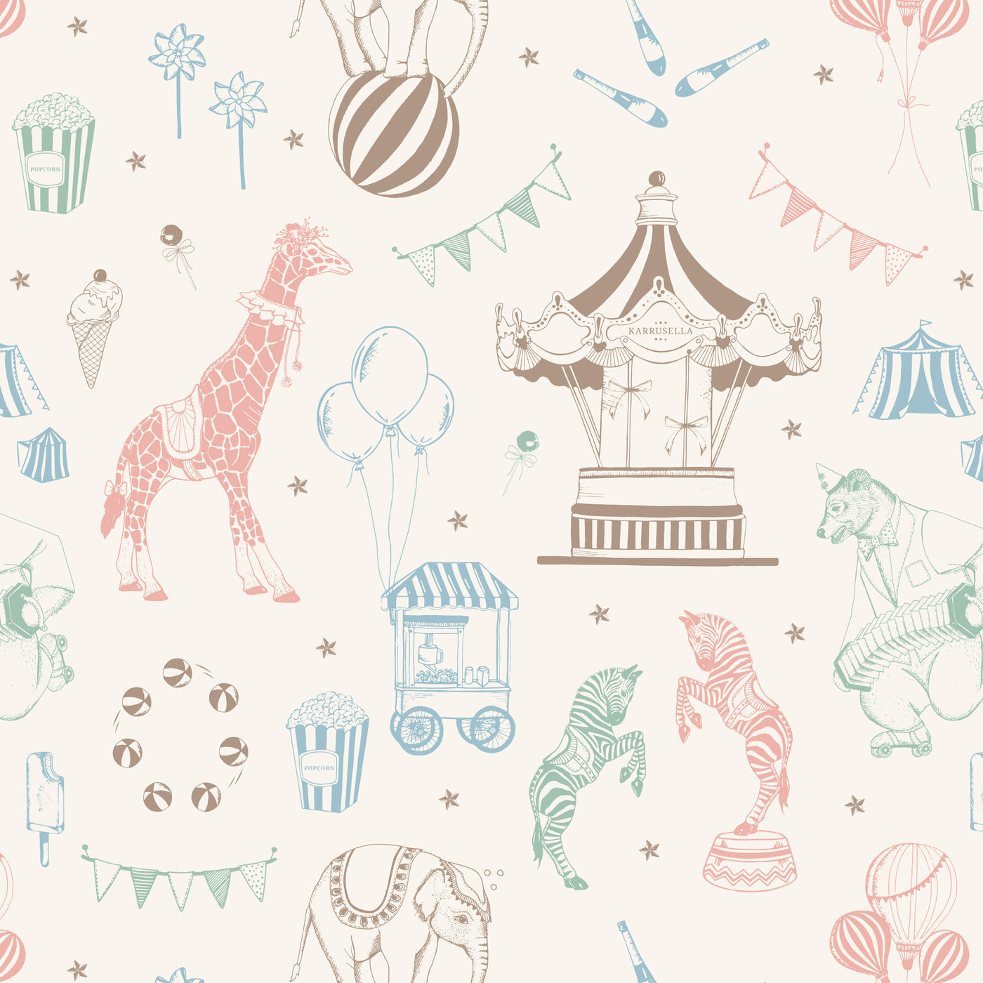 Gavepapir, cirkus pastel