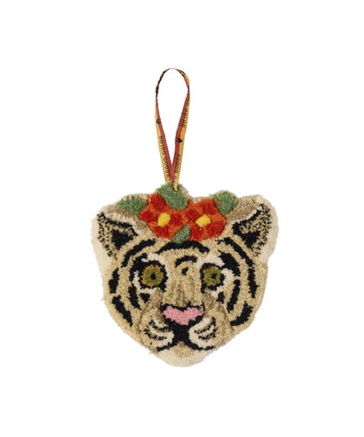 FLORAL WHITE TIGER HEAD RUG
