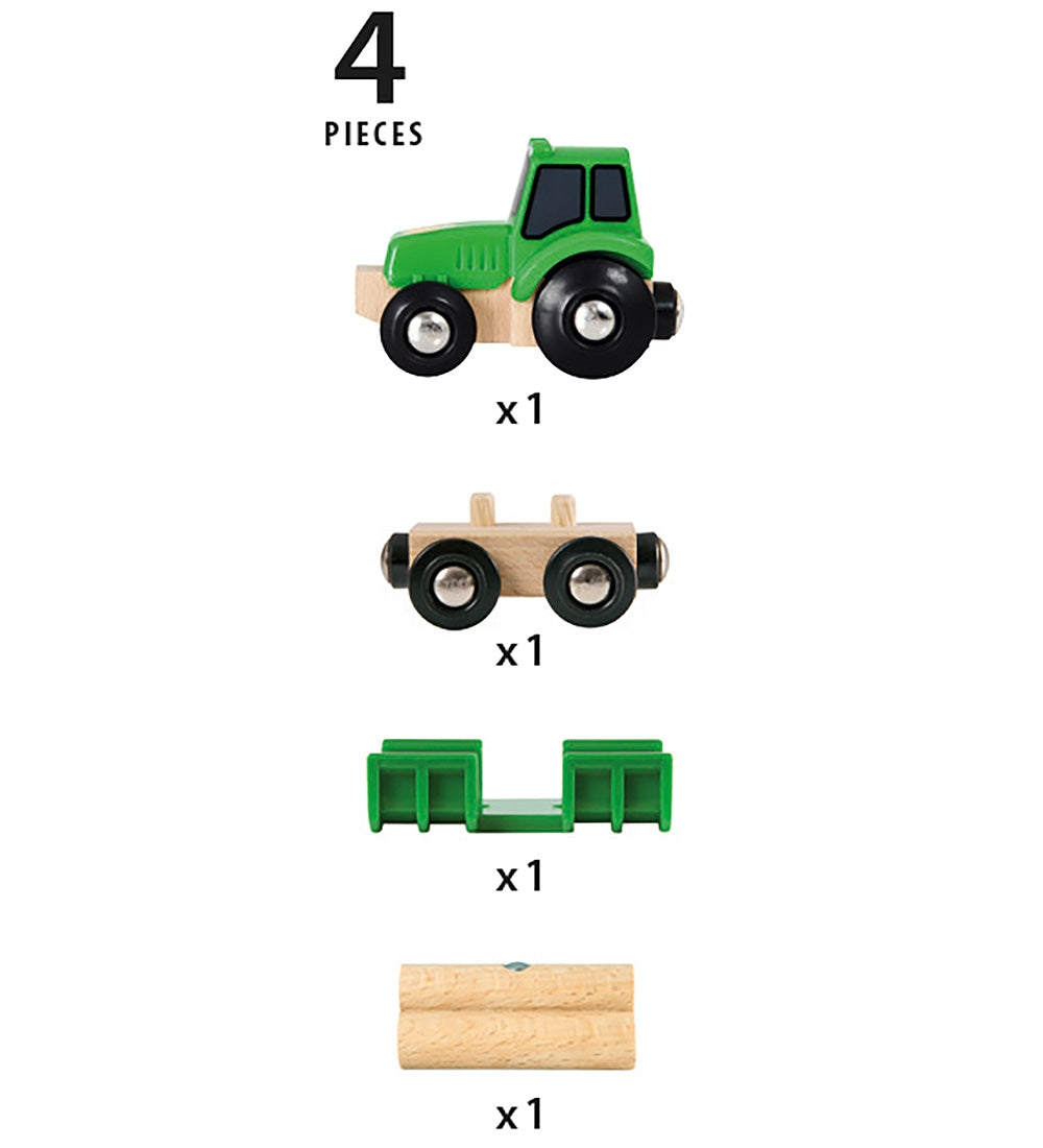 TRAKTOR MED VOGN OG TØMMER