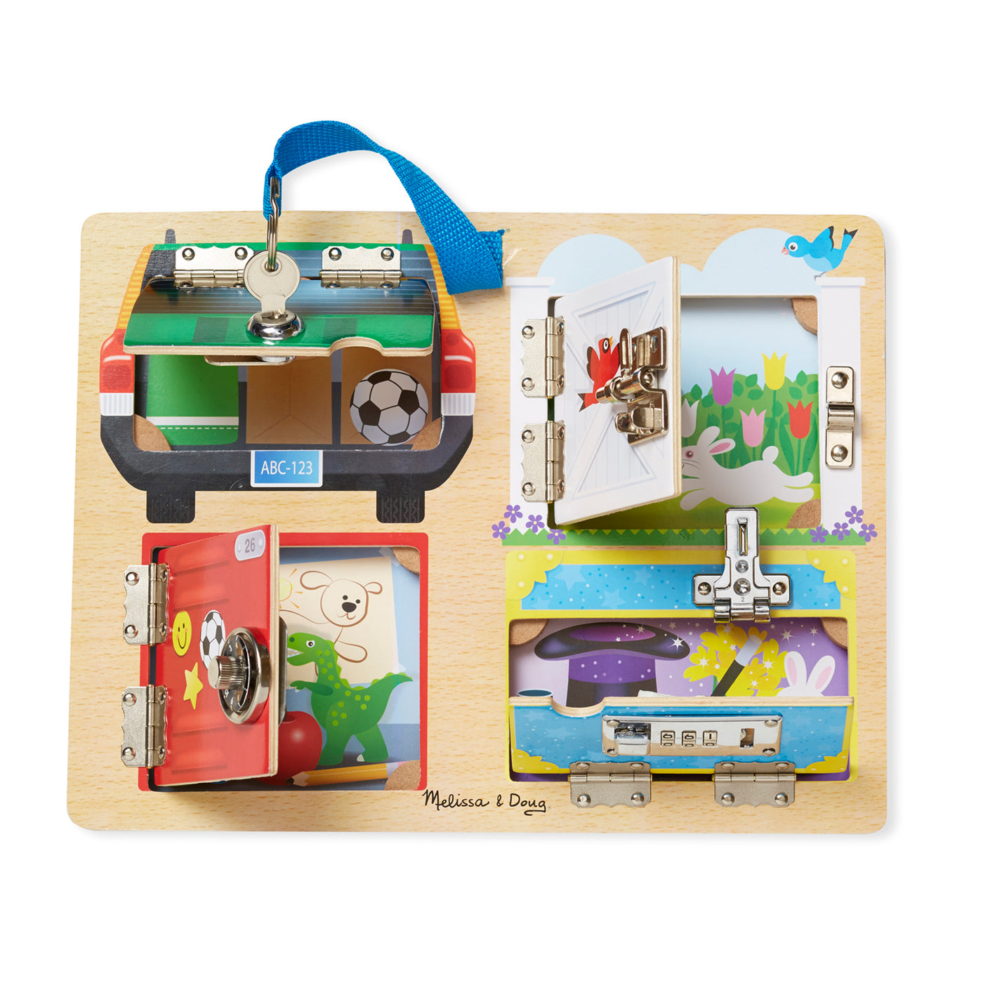 Melissa & Doug låsebræt, m/4 låger