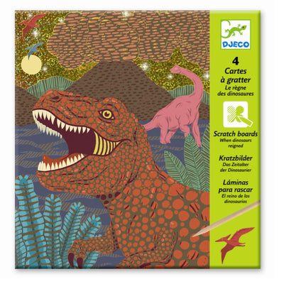 Djeco kreativ pakke, scratchkort m/dinosaurer