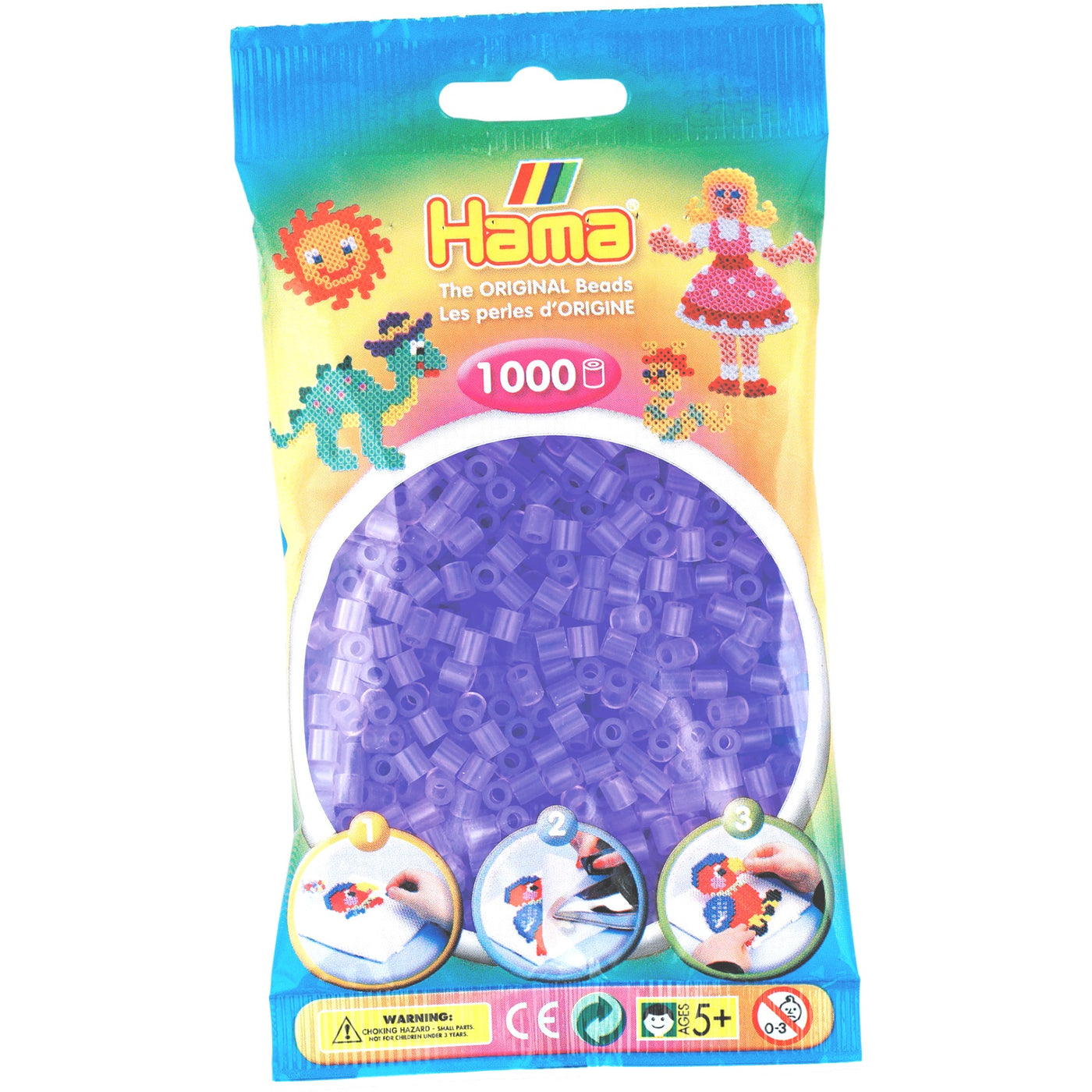 Perler, midi, 1000 transparant lilla