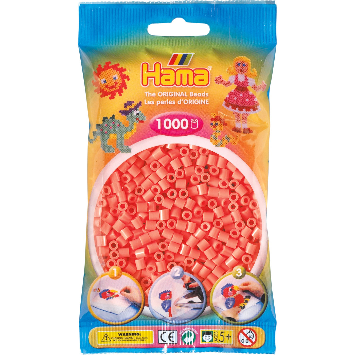 Hama midi perler, 1000 pastel rød/koral