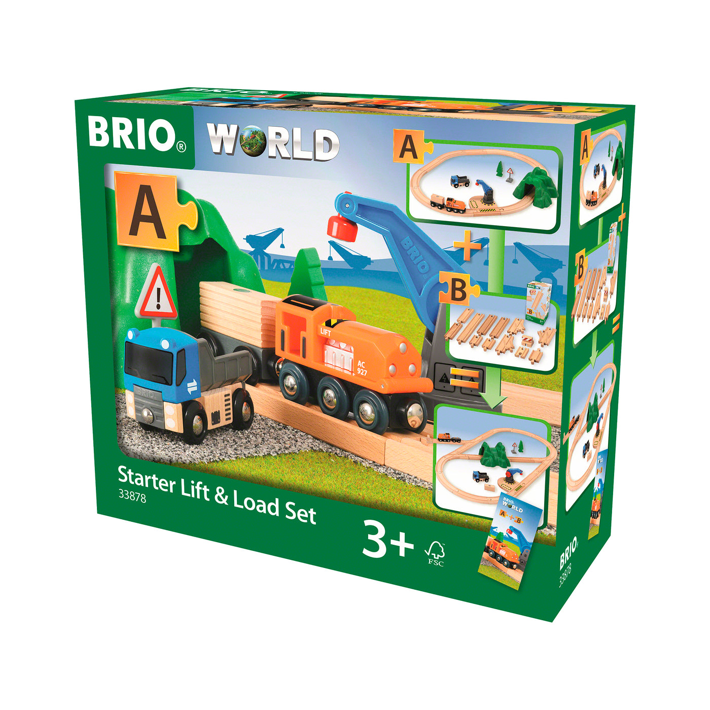 BRIO togbane, løft- og læs startsæt