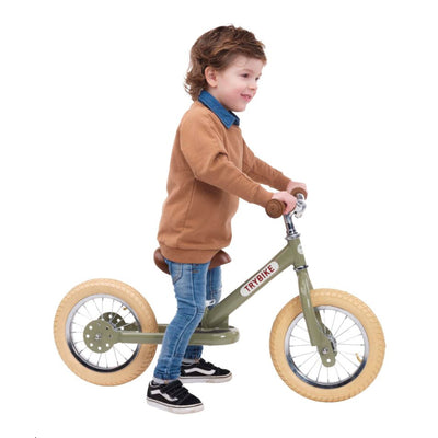 Trybike balancecykel, trehjulet + tohjulet grøn