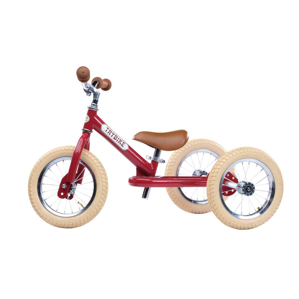 Balancecykel, trehjulet + tohjulet rød