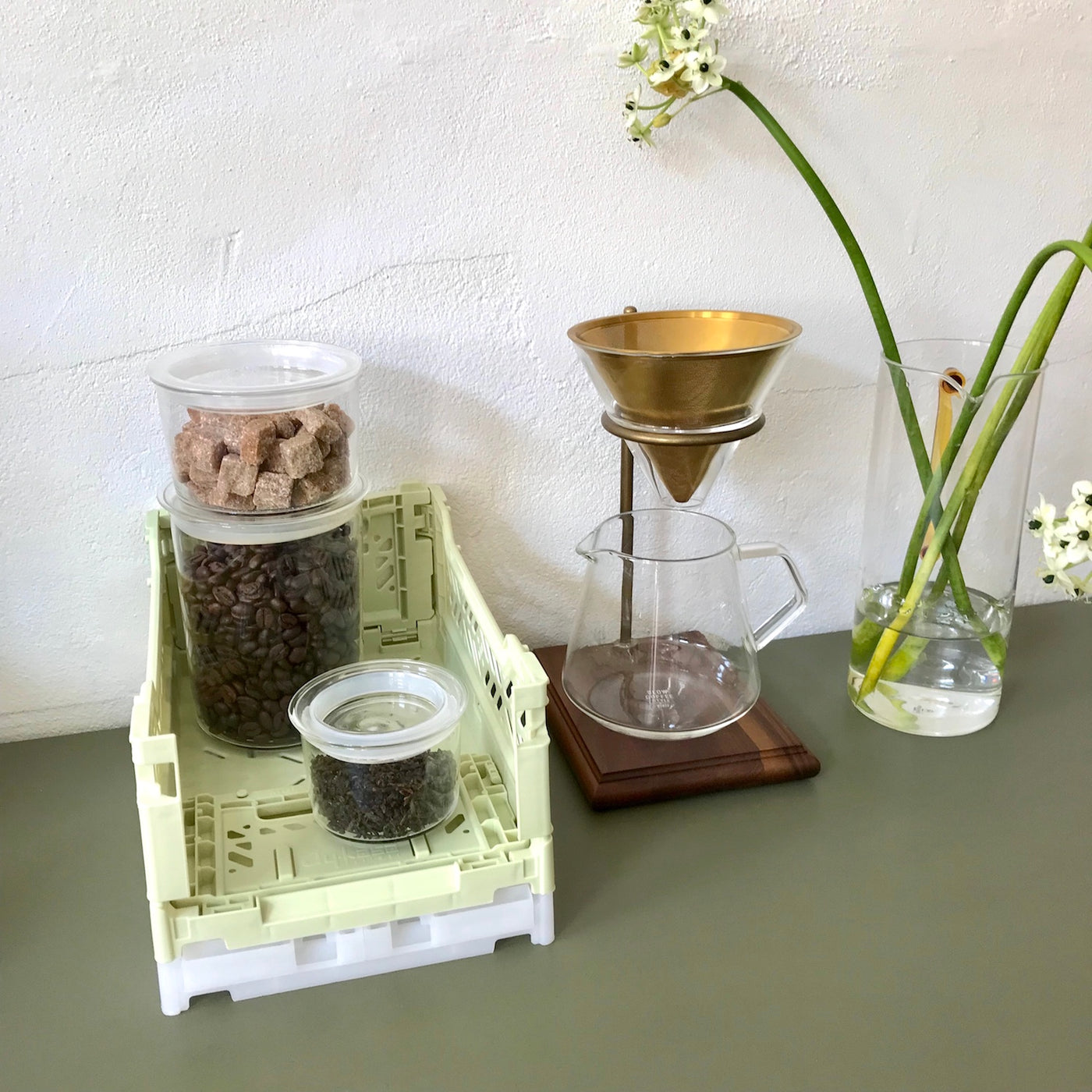 Foldekasse, mini olive