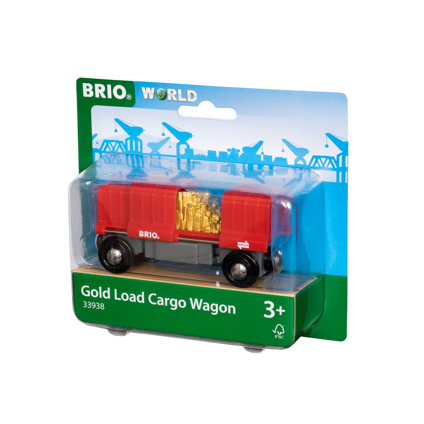 BRIO togbane, godsvogn med guld