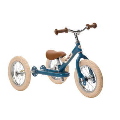 Trybike balancecykel, trehjulet + tohjulet vintage blå