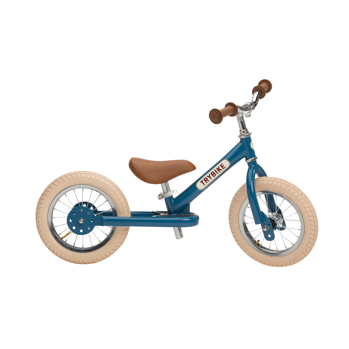 Trybike balancecykel, trehjulet + tohjulet vintage blå