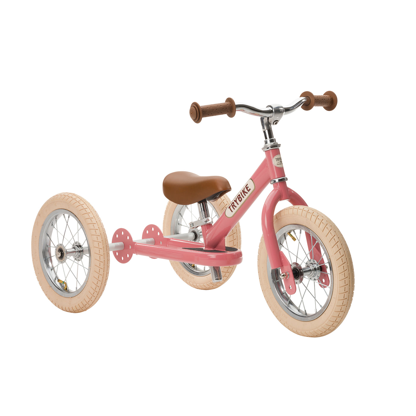 Trybike balancecykel, trehjulet + tohjulet vintage rosa