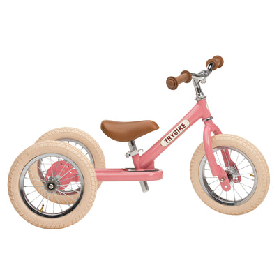 Trybike balancecykel, trehjulet + tohjulet vintage rosa