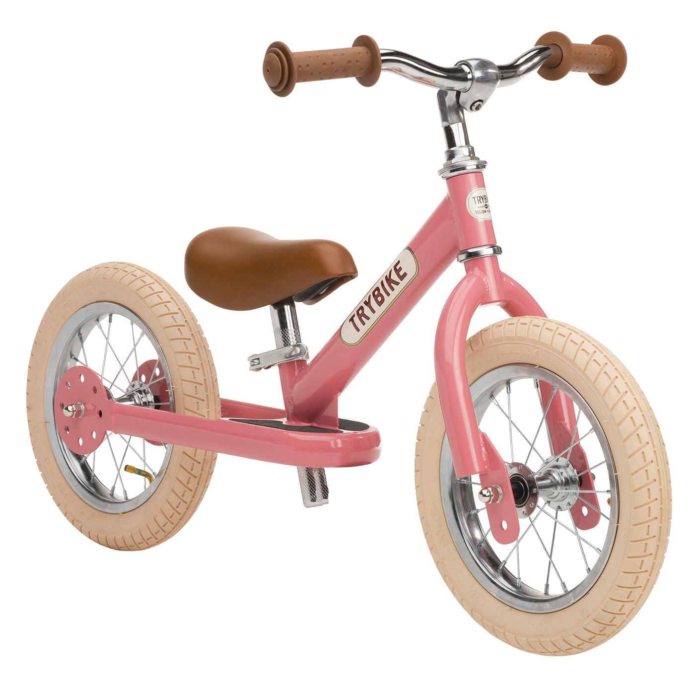 Trybike balancecykel, trehjulet + tohjulet vintage rosa