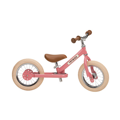 Trybike balancecykel, trehjulet + tohjulet vintage rosa