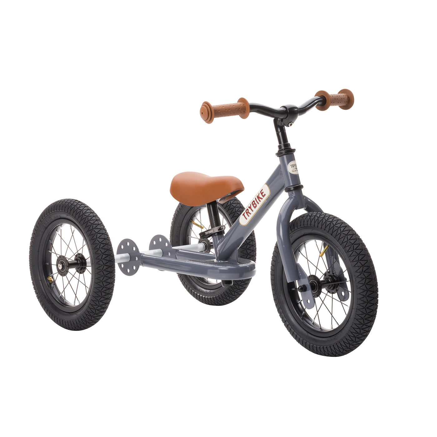Trybike balancecykel, trehjulet + tohjulet antracit grå