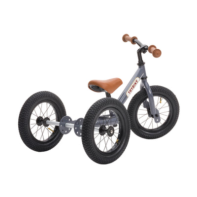 Trybike balancecykel, trehjulet + tohjulet antracit grå