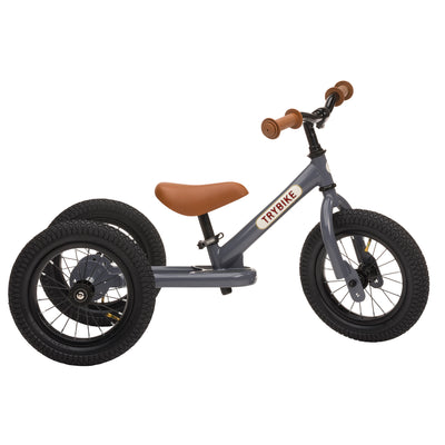 Trybike balancecykel, trehjulet + tohjulet antracit grå