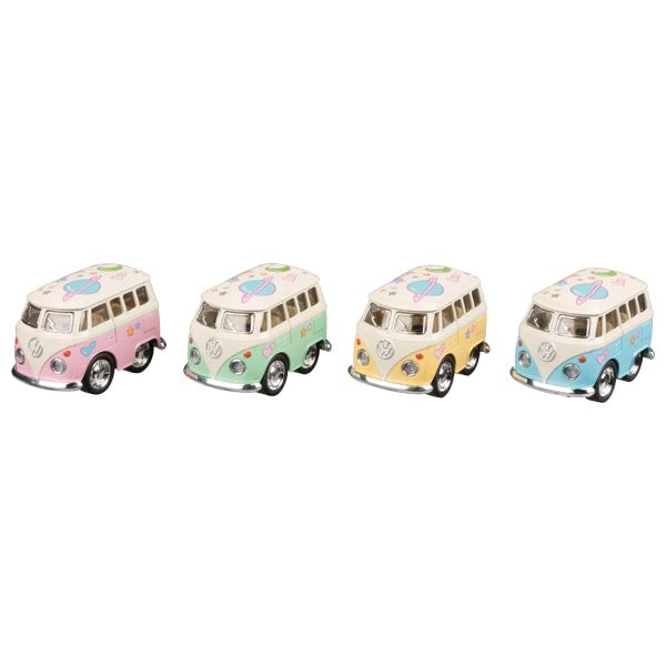 Metalbil, mini VW bus med tegninger