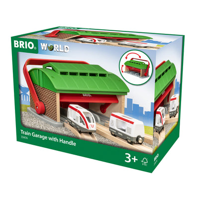BRIO togbane, toggarage med håndtag