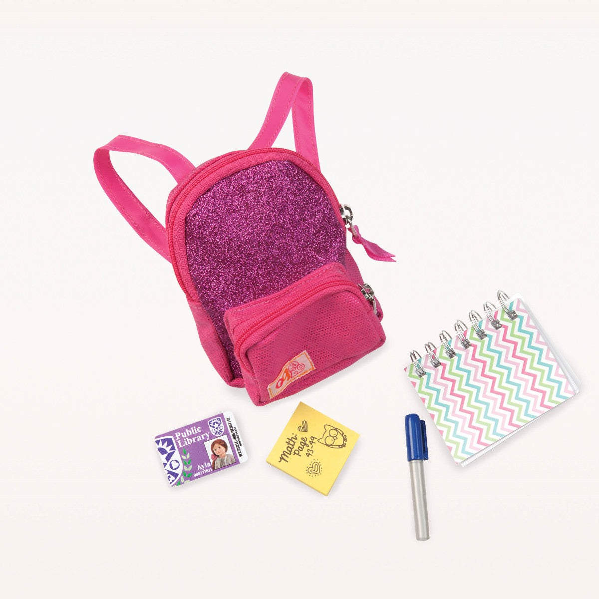 Our generation dukketilbehør, pink glimmer skoletaske