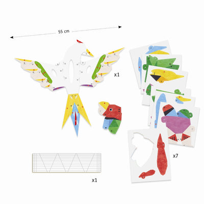 Djeco, Kreativ pakke, 3D plakat papegøje