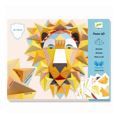 Djeco, Kreativ pakke, 3D plakat løve