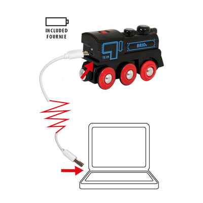 BRIO togbane, genopladeligt lokomotiv med USB