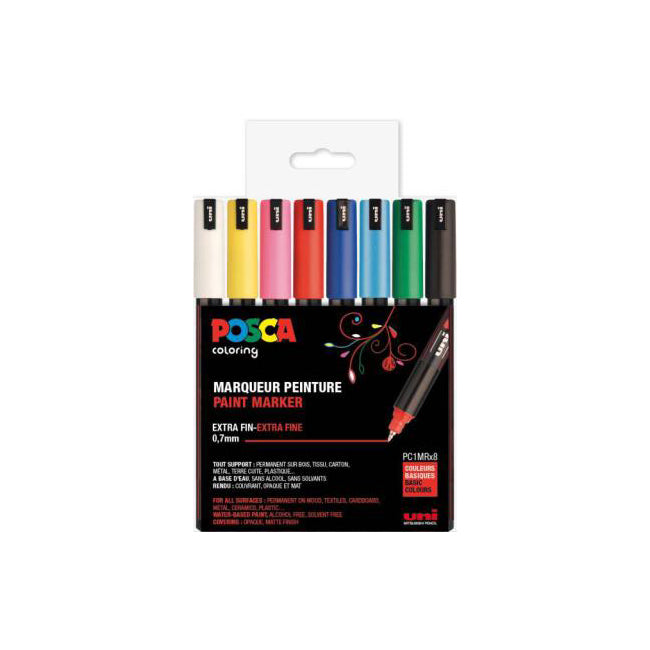Posca tuscher, 8-pak primær 0,7 mm
