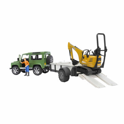 Land Rover Defender m/ anhænger og mini-graver