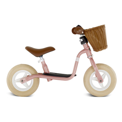 Løbecykel retro, rosa med kurv